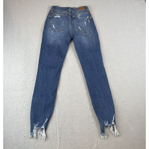 Judy Blue Womens Sz 0/24 Cropped Jeans Frayed Hem Distressed #JB82115DK - Picture 10 of 16